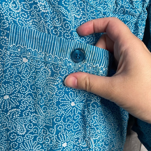 Diane Von Furstenberg vintage silk assets blouse tunic length blue large button - Picture 5 of 5